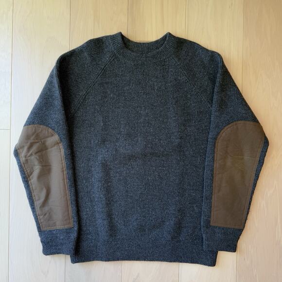 Best Made CO Sweater Medium Gray Wool Pullover Elbow Pads Minimalist New York - Picture 2 of 9